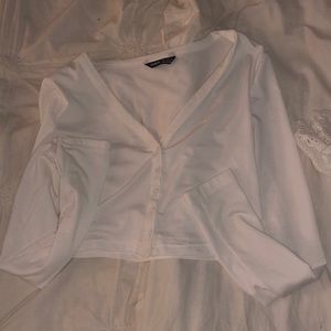 SHEIN Barely worn, white cropped button up blouse